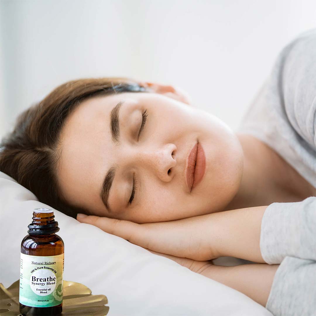 Women sleeping Breathe Essential Oil Blend