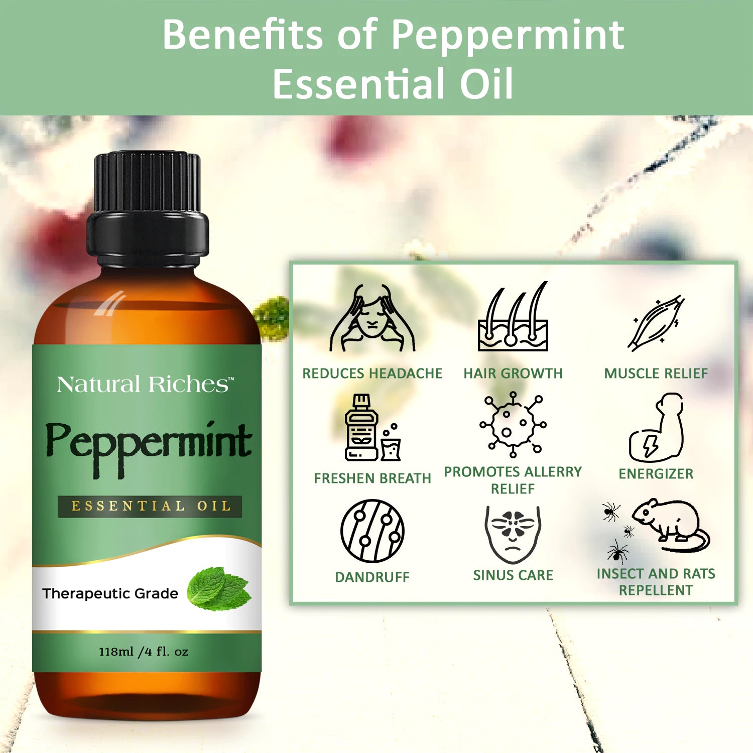Peppermint Essential Oil 4fl Natural Riches