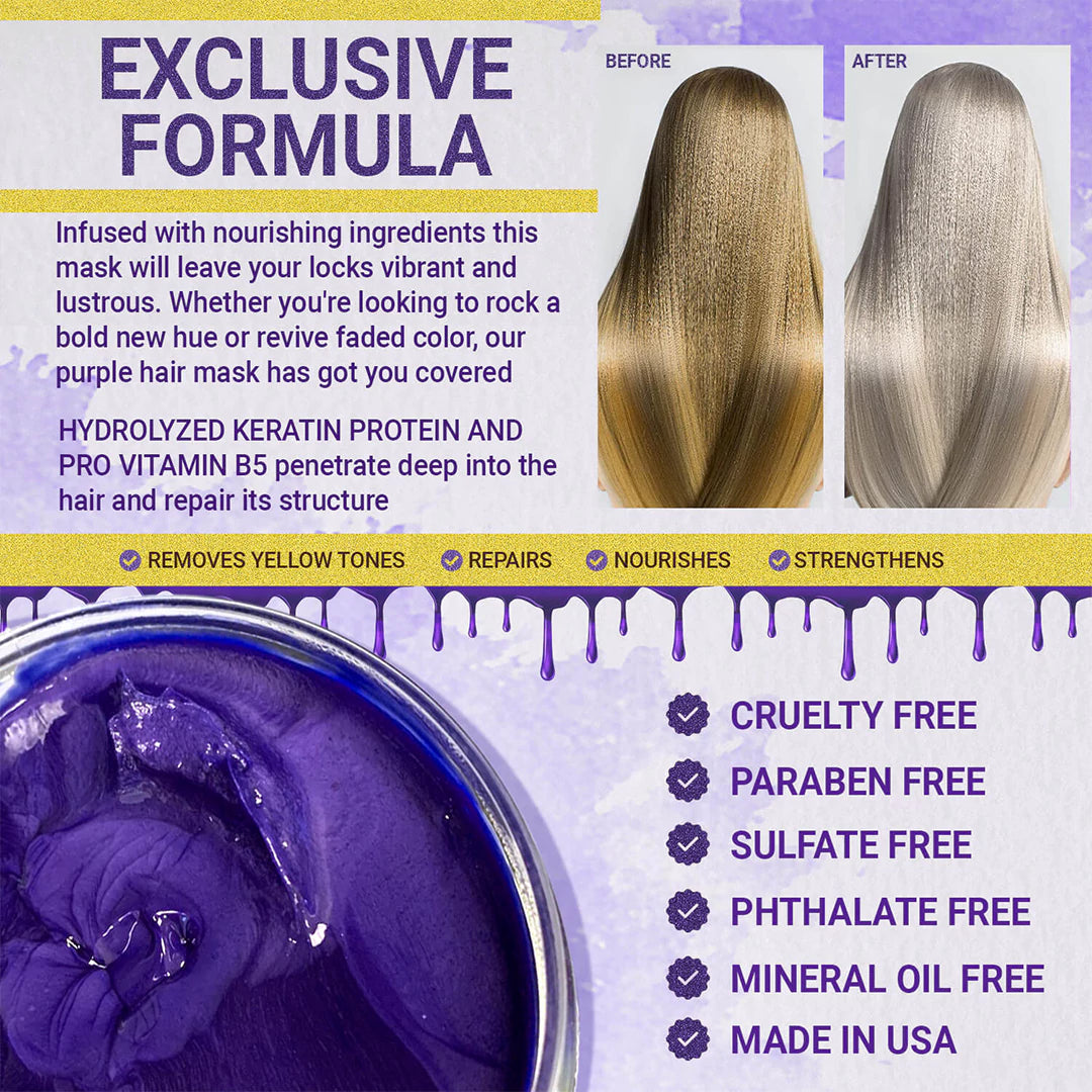 Purple Hair Mask - For Blonde, Bleached, Platinum, Silver Hair