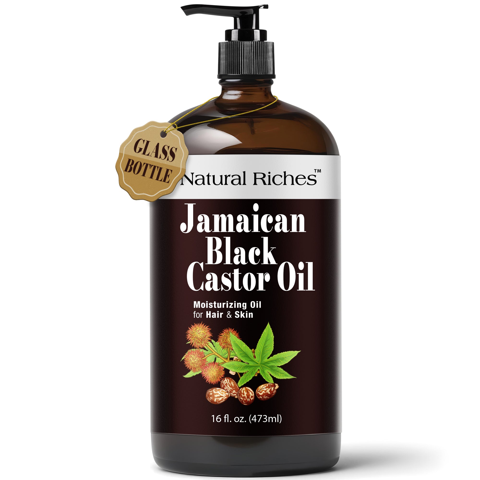 Jamaican Black Castor Oil Glass Bottle