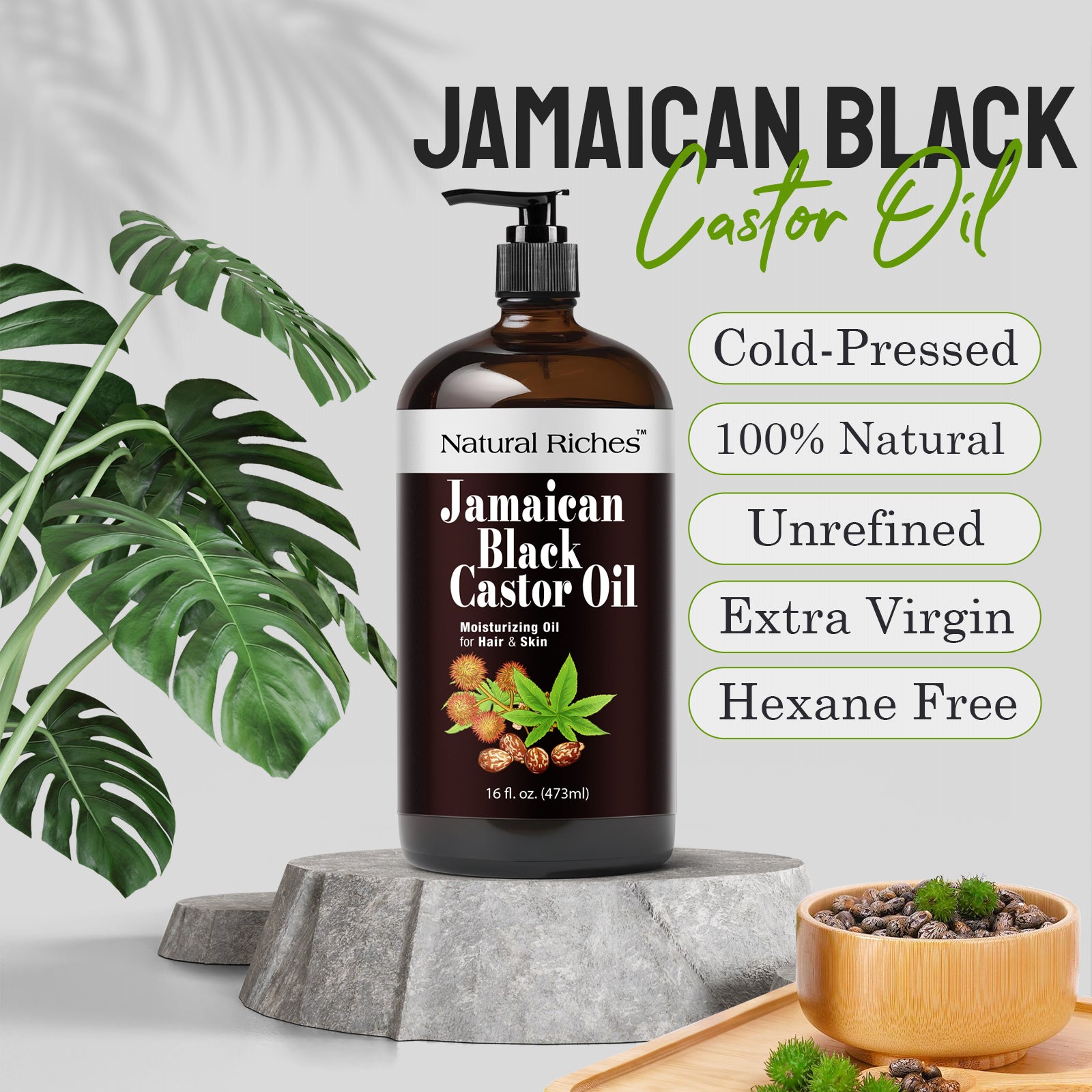 Jamaican Black Castor Oil Glass Bottle