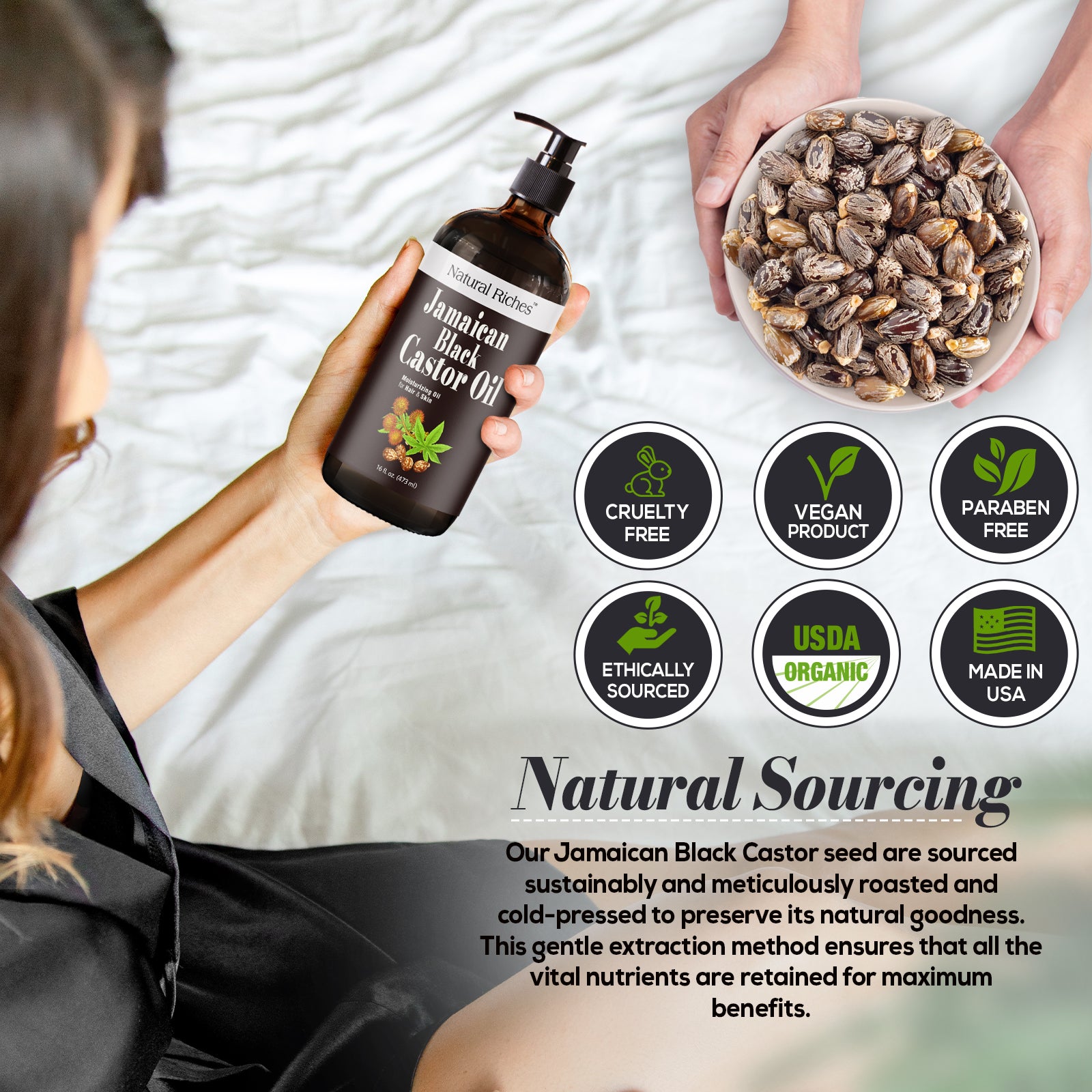 Jamaican Black Castor Oil Glass Bottle