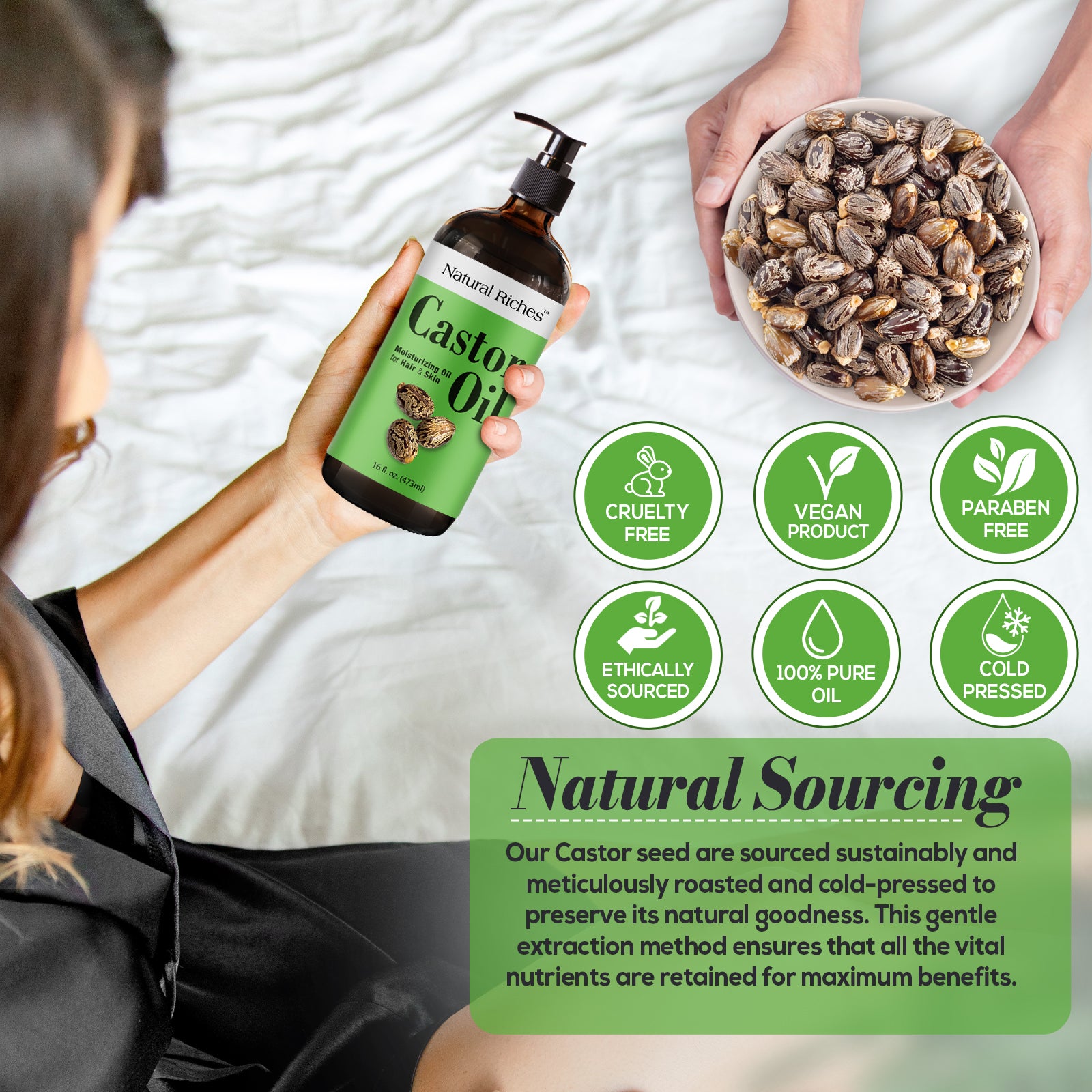 Castor Oil Cold pressed Glass Bottle