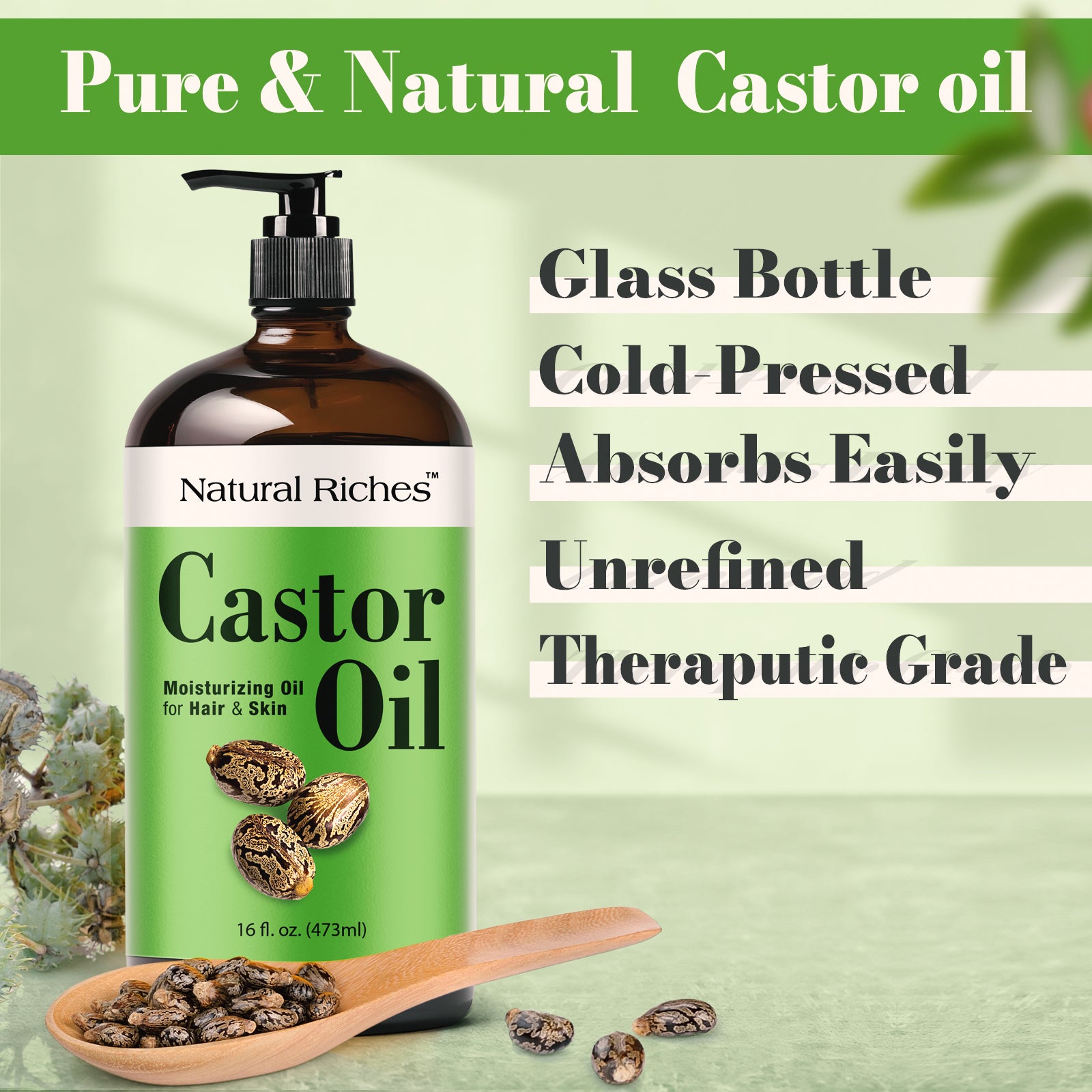 Castor Oil Cold pressed Glass Bottle