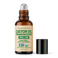 Roll-on bottle of Natural Riches Castor Oil Frankincense on a white background