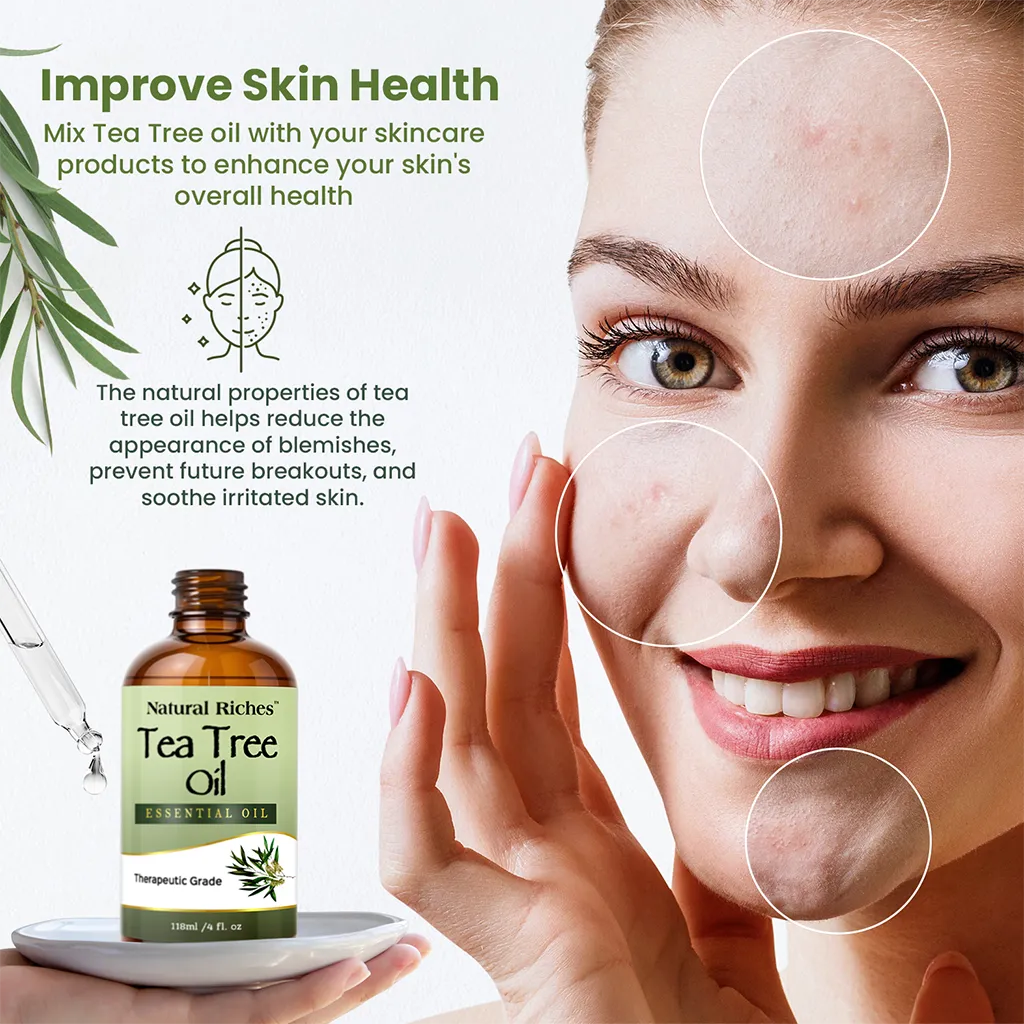 Natural Riche Pure Tea Tree Essential Oil Therapeutic Grade for skin care and acne