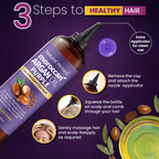 Bottle of Moroccan Argan Oil with instructions on a purple background