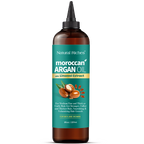 Bottle of Natural Riches Moroccan Argan Oil with Linseed Extract on a white background