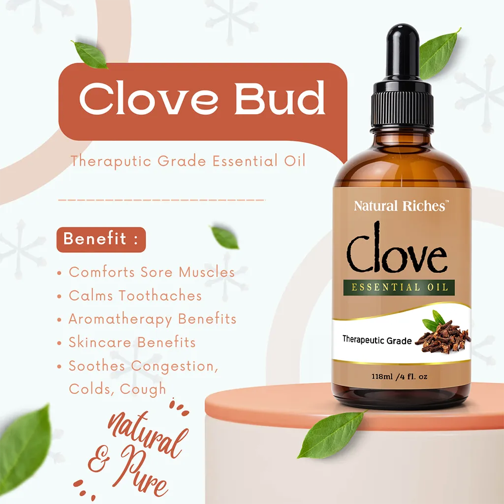 Pure Clove extract essential oil by Natural Riches