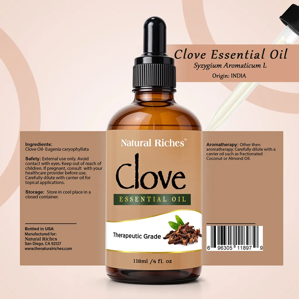 Pure Clove extract essential oil by Natural Riches