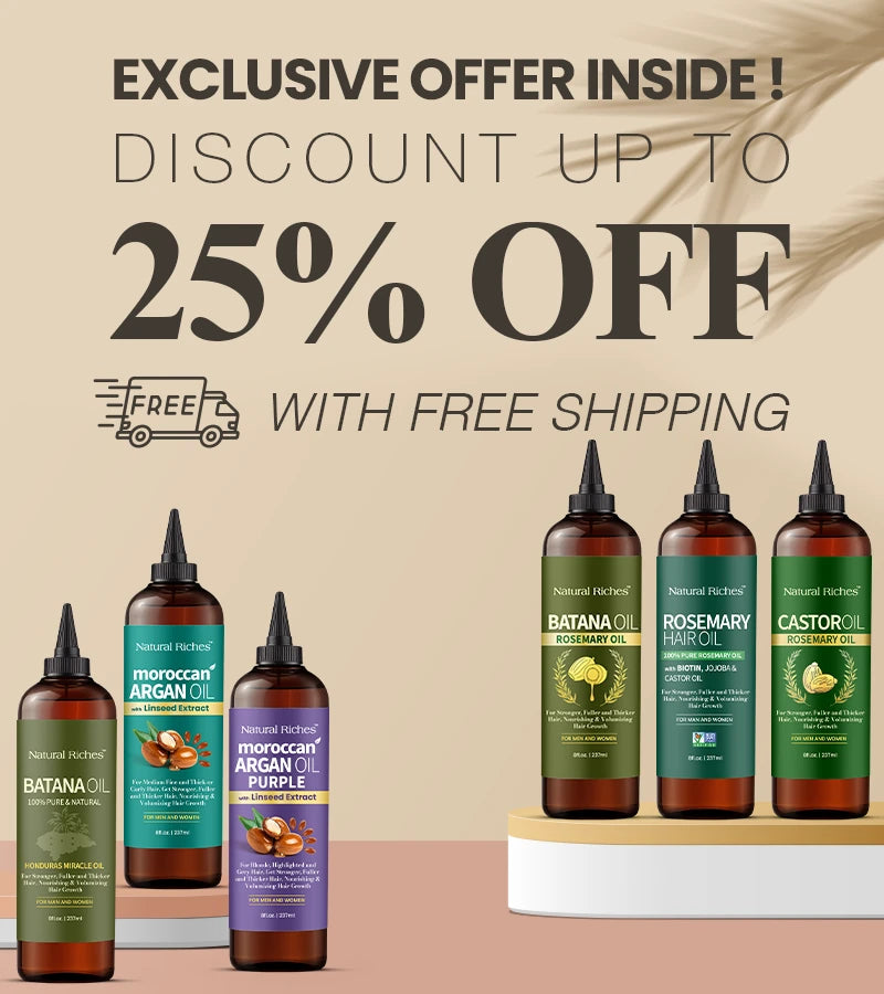 banner of Natural riches hair oil collection wit 25% off discount