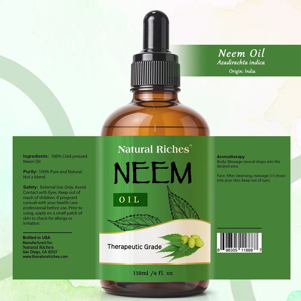 Natural Riches Pure Neem Essential Oil Therapeutic Grade