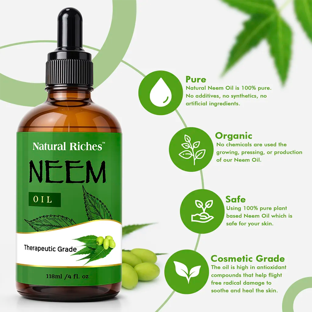 Natural Riches Pure Neem Essential Oil Therapeutic Grade