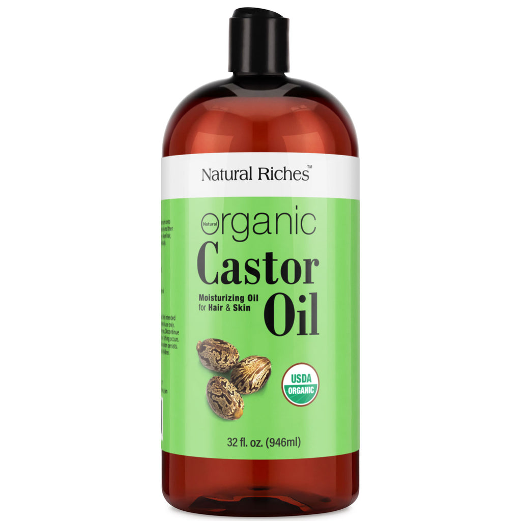 Pure Organic Castor oil for hair and skin by natural riches 32 fl oz
