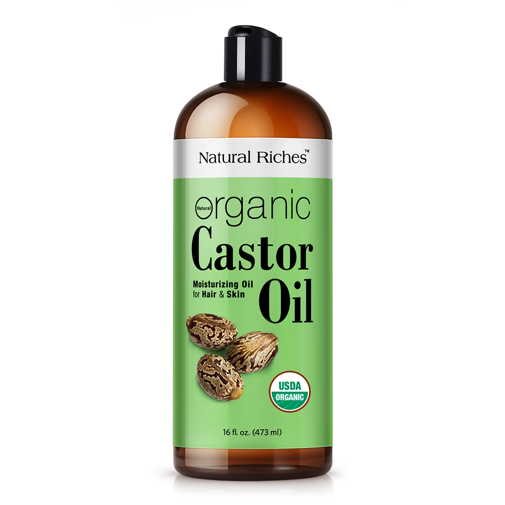 Pure Organic Castor oil for hair and skin by natural riches USDA Certified