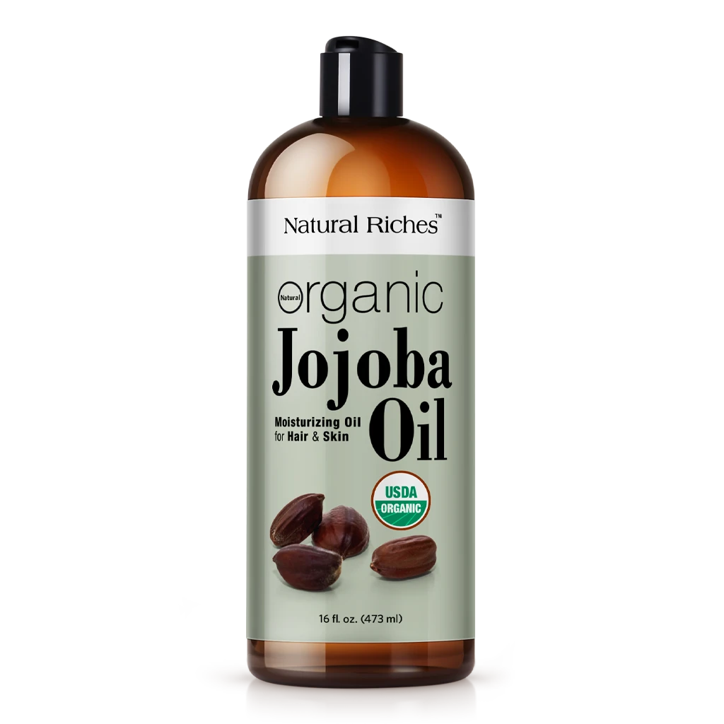 Natural Riches Organic Jojoba Oil, Pure Moisturizing Oil for Face, Hair, Skin &amp; Nails Cold Pressed Hexane Free