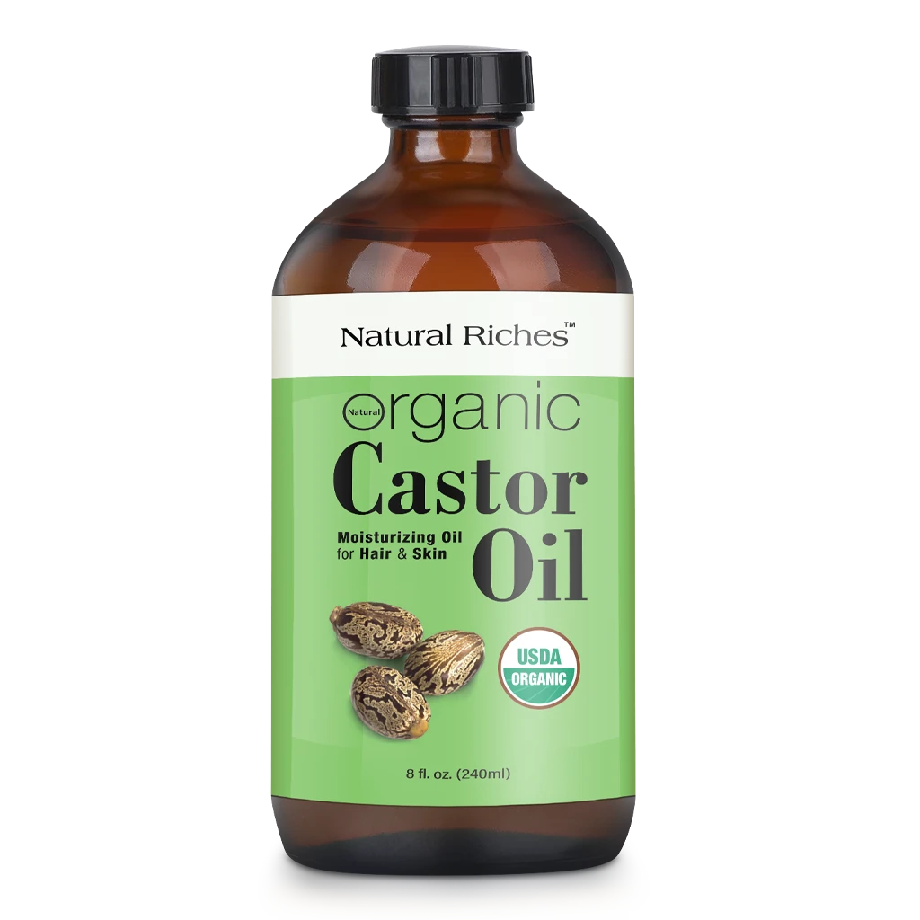 Natural Riches Organic Castor Oil Cold pressed Glass Bottle USDA certified