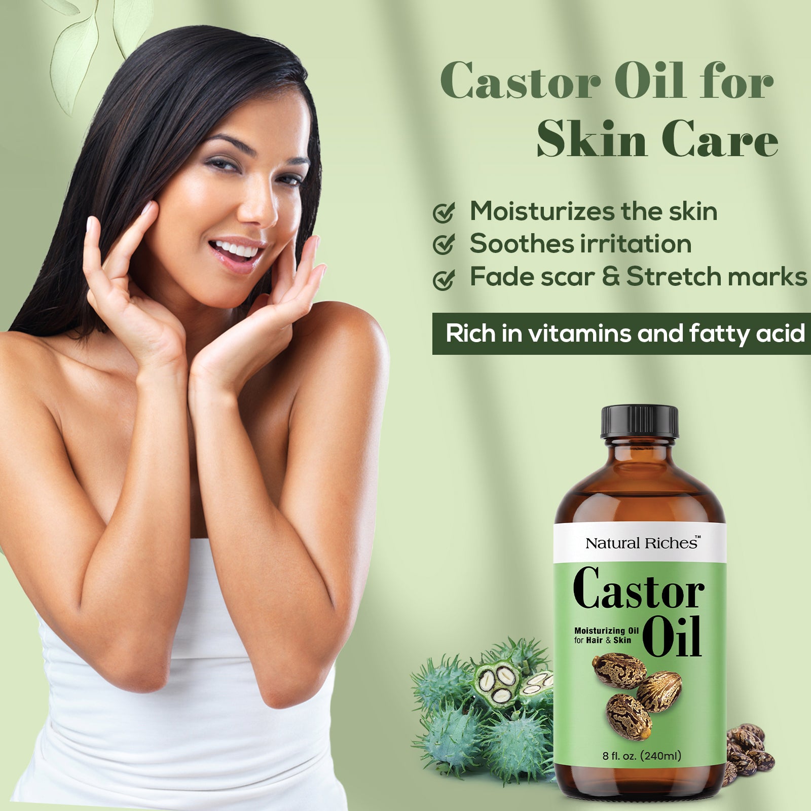 Castor Oil Cold pressed Glass Bottle