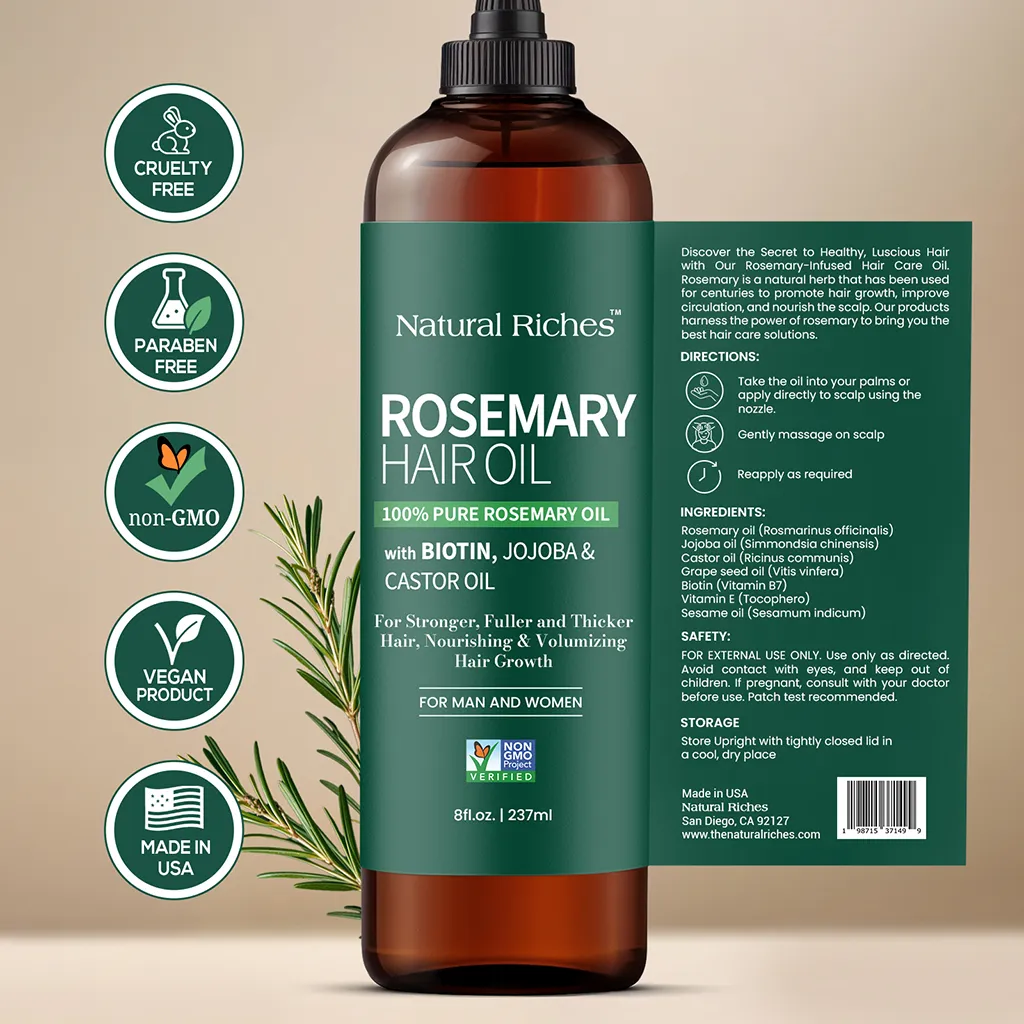 Rosemary Hair Growth Oil with Biotin, Jojoba and Castor Oil