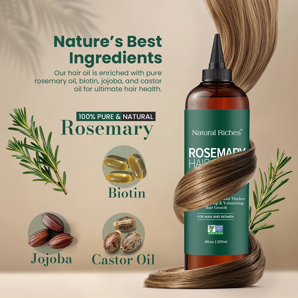 Rosemary Hair Growth Oil with Biotin, Jojoba and Castor Oil