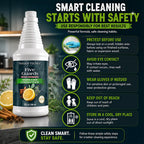 Safety and storage guidance for Five Guards Degreaser Concentrate, including spot testing, gloves, and eye contact precautions