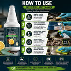 Step-by-step instructions for mixing, applying, and wiping Five Guards Degreaser Concentrate