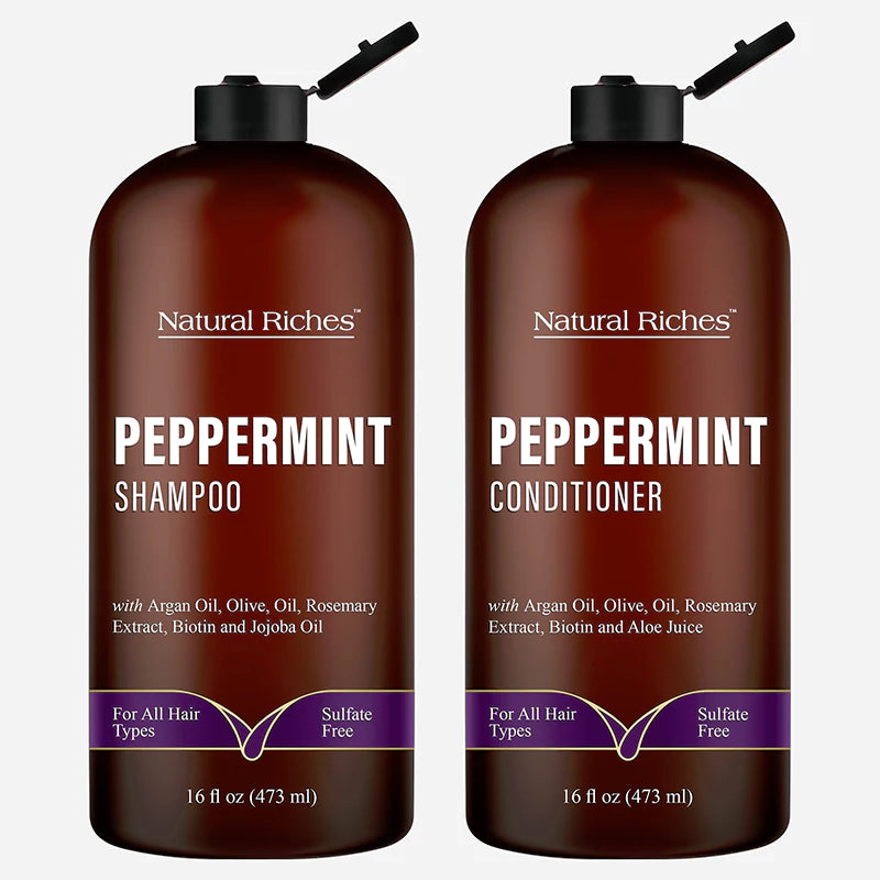 Natural Riches Peppermint Shampoo & Conditioner Set.