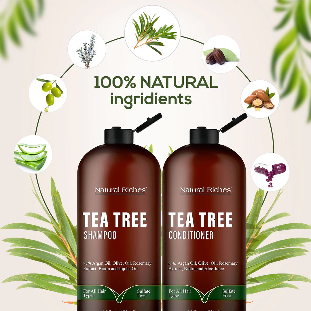 Tea Tree Shampoo and Conditioner Set of 2 Natural Riches